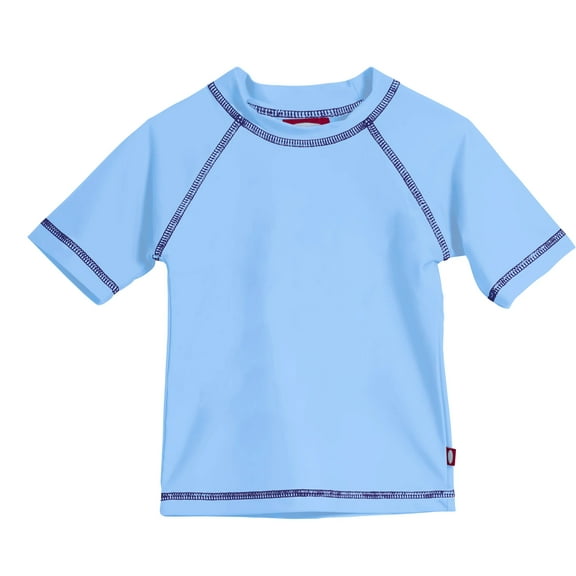 Made in USA Boys UPF 50 Short Sleeve Rashguard | Bright Light Blue