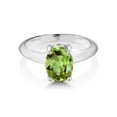 thumbnail image 3 of Gem Stone King 925 Sterling Silver Peridot Solitaire Ring for Women (2.10 Cttw, Gemstone Birthstone, Oval 9X7MM, Available 5,6,7,8,9), 3 of 4