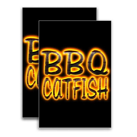 BBQ Catfish (24" X 36") Vinyl Decal Only (Pack of 2) |Sign|Sticker|Poster