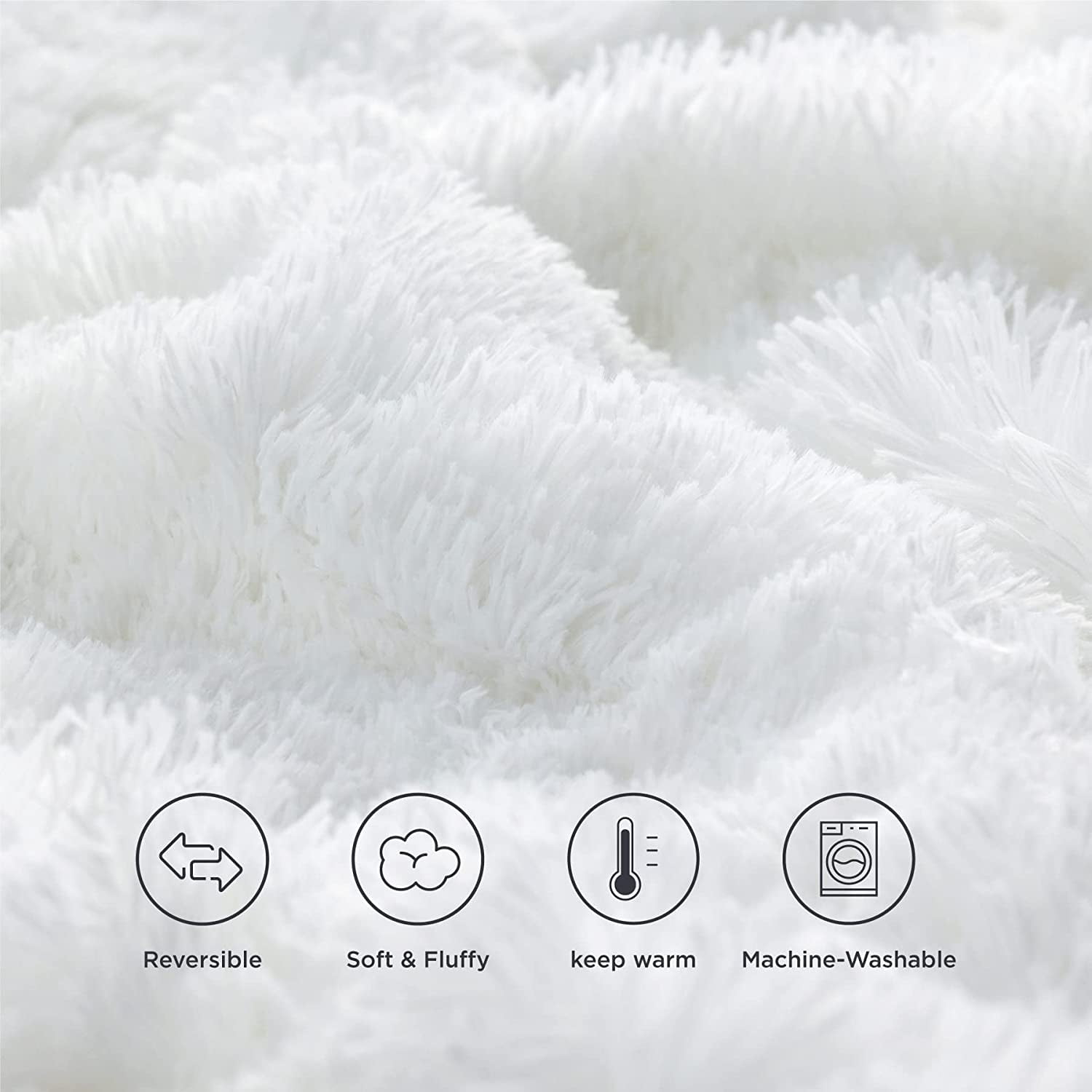Htooq Soft Fuzzy Faux Fur Sherpa Fleece King Size Throw Blanket White Warm Thick Fluffy Plush Cozy Reversible Shaggy Blanket For Sofa And Bed Comfy