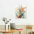 thumbnail image 2 of COMIO  Coastal Wall Art Canvas Paintings Shell Starfish Coral Conch Picture Watercolor Art Wall Decor Framed Prints Artwork for Home Bathroom Kitchen Office Living Room, 2 of 4