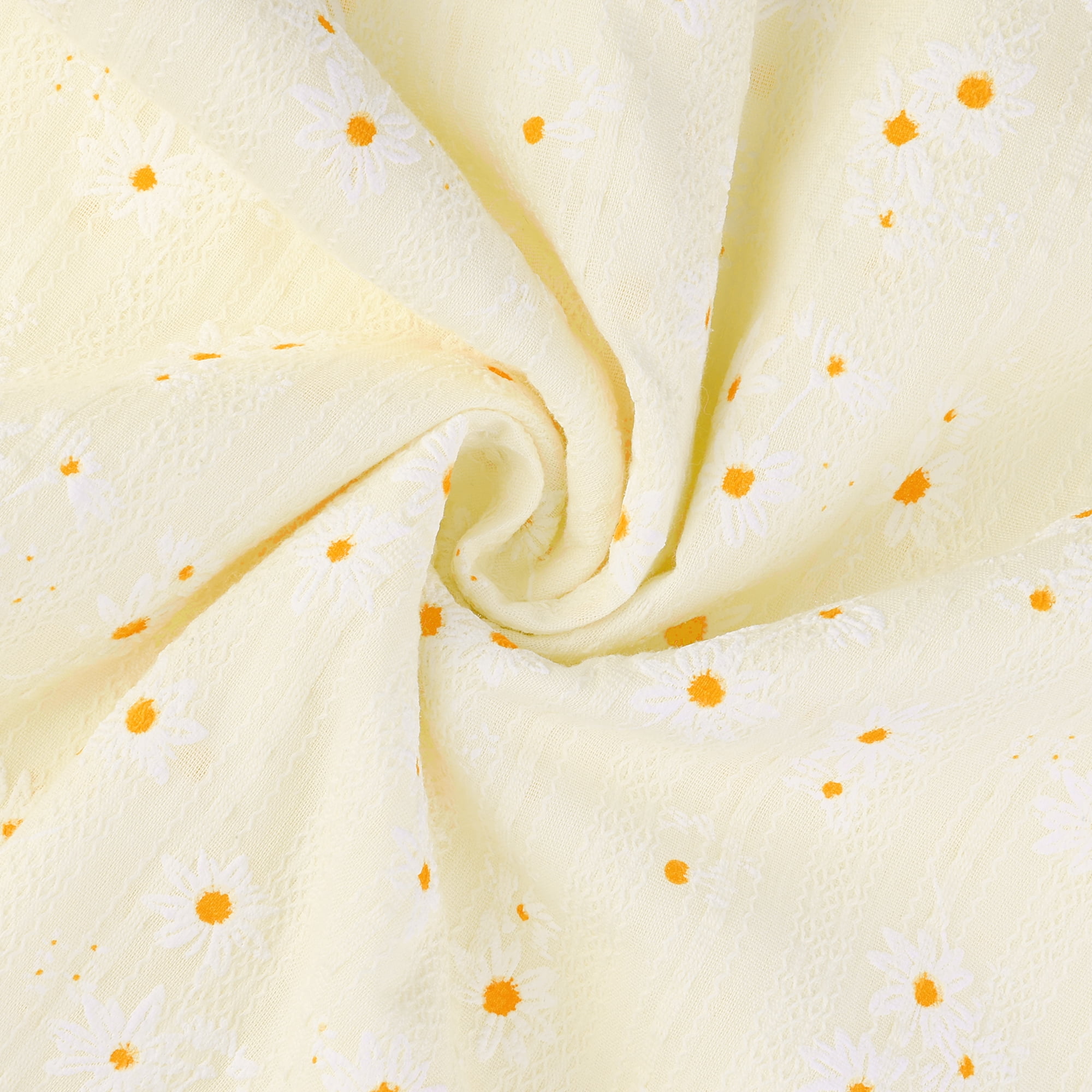Unique Bargains Rectangle Cotton Yellow Table Cover Tablecloth Small White Ball 35"x35"
