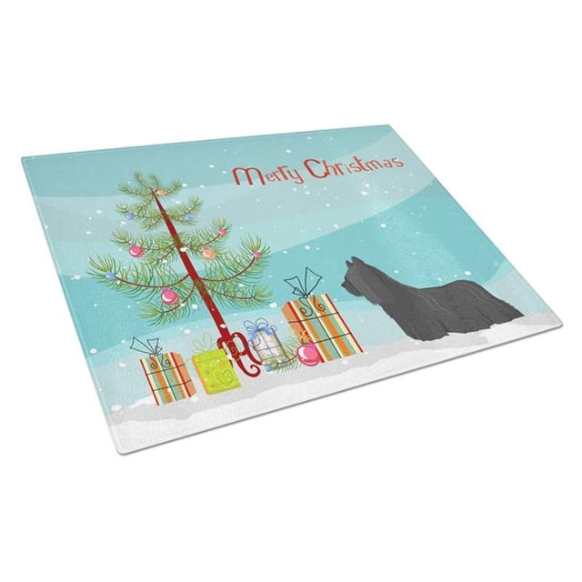 Carolines Treasures CK3564LCB Skye Terrier Christmas Tree Glass Cutting Board - Large