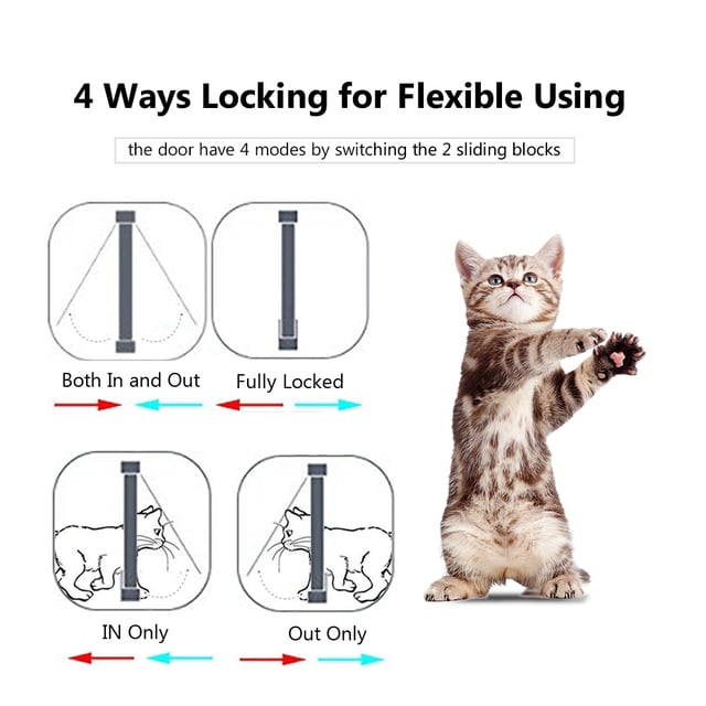 Pet Gat Door Entrada de Mascota Safe Ferromagnetic Pet Flap Puerta 4 Formas de Bloquear Auticamete para Kitty Perros pequeños