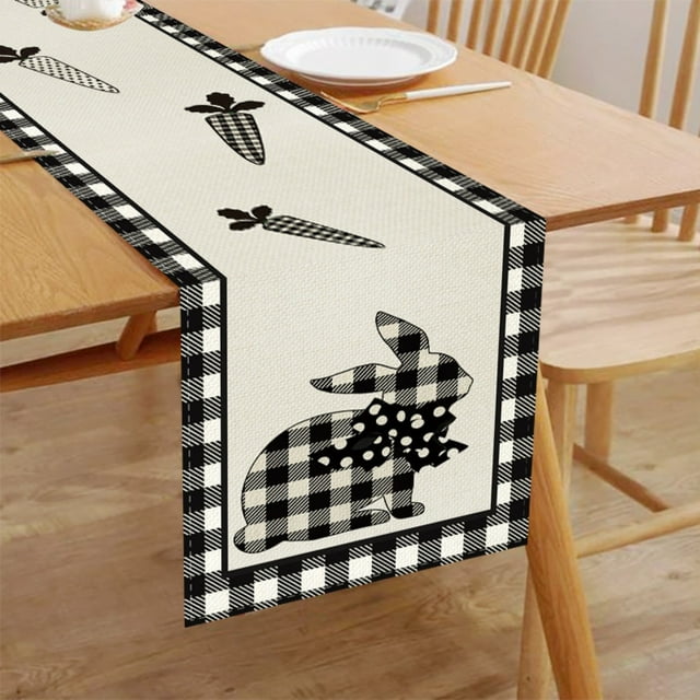 asddcavvf Easter Bunny Carrot Digital Printing Table Flag Western Restaurant Party Heat Insulation Fouling Table Cloth