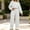 White, variant on Women's Crew Neck Long Sleeve Two Piece Outfit Thick Loose Sweatshirt & Elastic Waist Pocket Wide Leg Pants Warm Casual Matching Tracksuit White