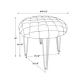 thumbnail image 3 of Linon Henson Round Stool Black Hairpin Legs Basketweave Seat in Cream Velvet, 3 of 6