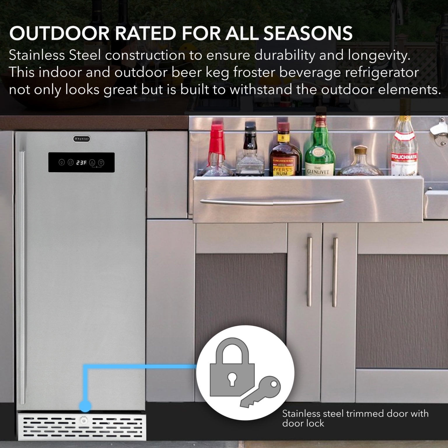 Whynter Stainless Steel Built-in or Freestanding 2.9 Cu ft. Beer Keg Froster Beverage Refrigerator