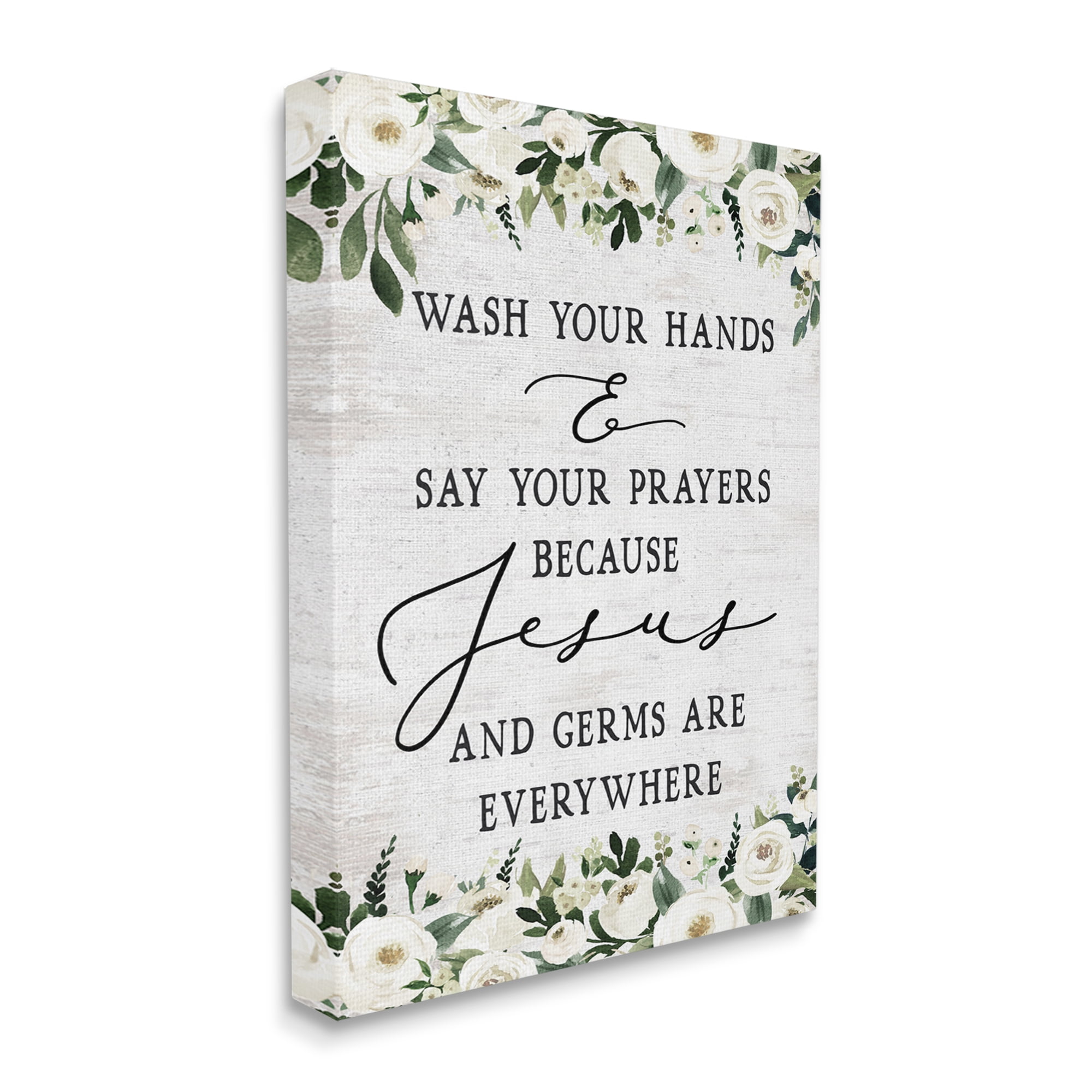 Stupell Industries Wash Hands Say Prayers Jesus Germs Everywhere Phrase, 36 x 48,Design by Lettered and Lined