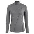 thumbnail image 5 of fheaev Long Sleeve Thermal Shirts for Women Solid Color Mock Neck Base Shirt T-Shirt with Velvet Base Underwear Tops Ultra Soft Fleece-Lined Crew Neck Workout Baselayer Tops, 5 of 6