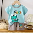 thumbnail image 2 of Hessimy Toddler Boy Clothes Summer Outfits Short Sleeve T-Shirt Shorts Set Summer Clothes Set,Summer Breeze(Blue,3-4 Years), 2 of 4