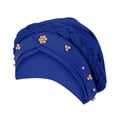 thumbnail image 2 of Hijab Braid Silky Turban Hats for Women Cancer Chemo Beanies Cap Headwrap Headwear Royal Blue One Size, 2 of 3