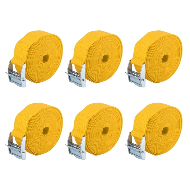 6 Piezas Carga Amarre Abajo Correas con Leva Bloqueo Hebilla Nylon para Coche Yellow 3.5m*2.5cm
