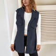 thumbnail image 2 of DHFJKG Womens Fuzzy Longline Vest Coat Mediun Length Sleeveless Turndown Collar Button Down Loose Fit Jacket Casual Commute Fall Winter Cozy Outerwear, 2 of 5