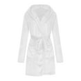 thumbnail image 5 of Abomasnow Womens Fuzzy Robe Mid Length Bathrobe Belted Soft Bath Robes Plush Kimono Robe with Pockets Fall Winter Spa Robes, 5 of 7