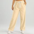 thumbnail image 3 of Women's Lined Sweatpants - High Waisted Wide Straight Leg Joggers with Pockets - Casual Workout Yoga Pants - Elastic Smocked Waist Design, 3 of 5
