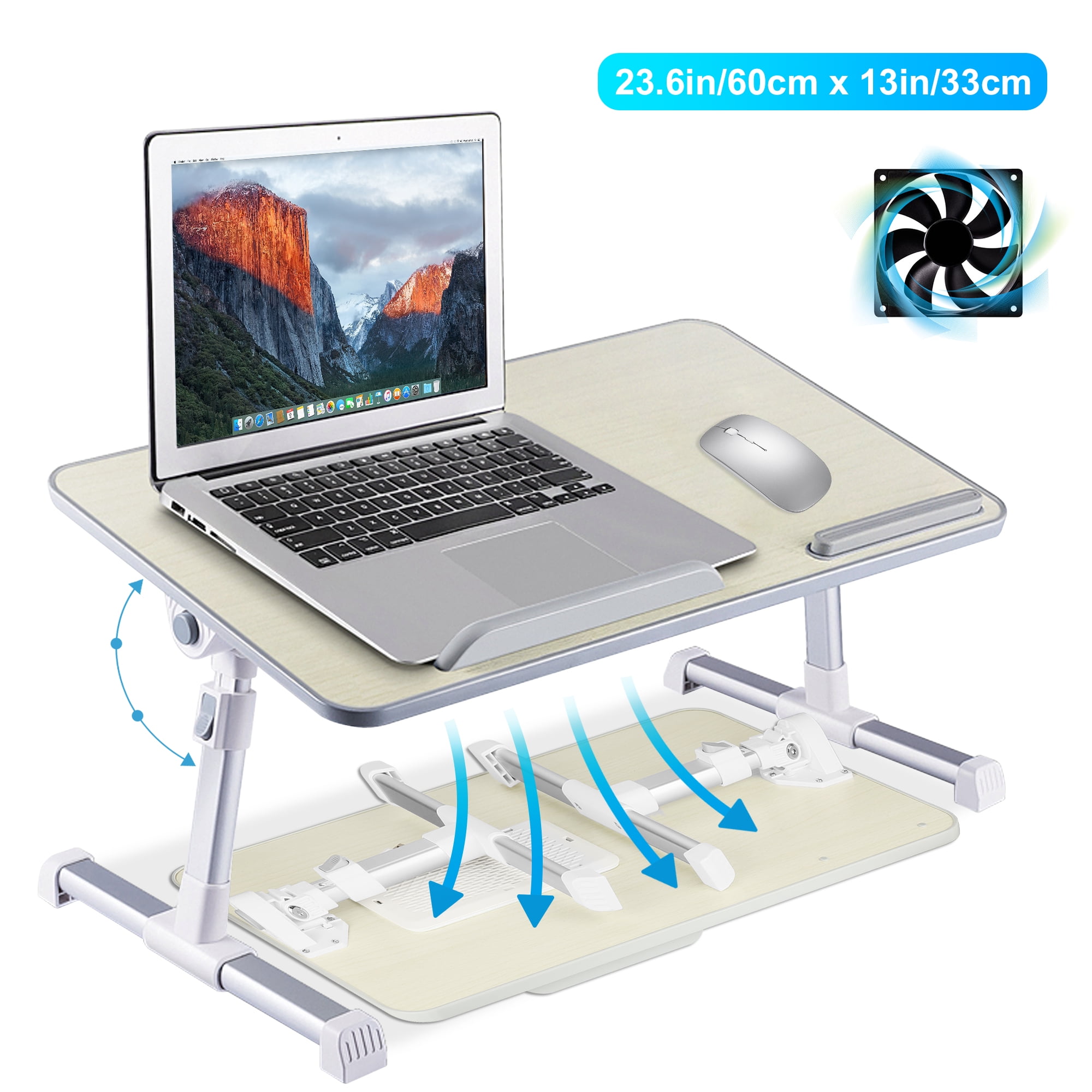 Laptop Desk for Bed,Adjustable with Cooling Fan, Bed Table Tray Laptop Stand for Reading and
