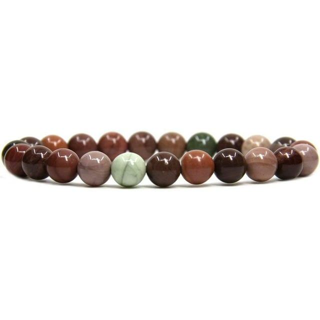 Bracelet Élastique Unisexe en Jaspe Impérial Naturel Fait à la Main avec Perles Rondes de 8 mm