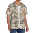 thumbnail image 4 of Gaeub Starfish and Sea Shells Men's Lapel Short Sleeve Shirt, Relaxed Fit Shirt, Soft and Breathable for Outdoors Party Travel - Medium, 4 of 7
