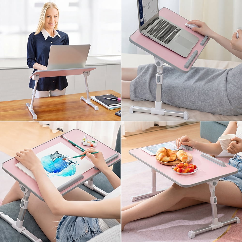 COWIN Laptop Desk Table, Adjustable Laptop Stand, Foldable Lap Desks ,Enlarged 23.62×13.4 in (Pink)