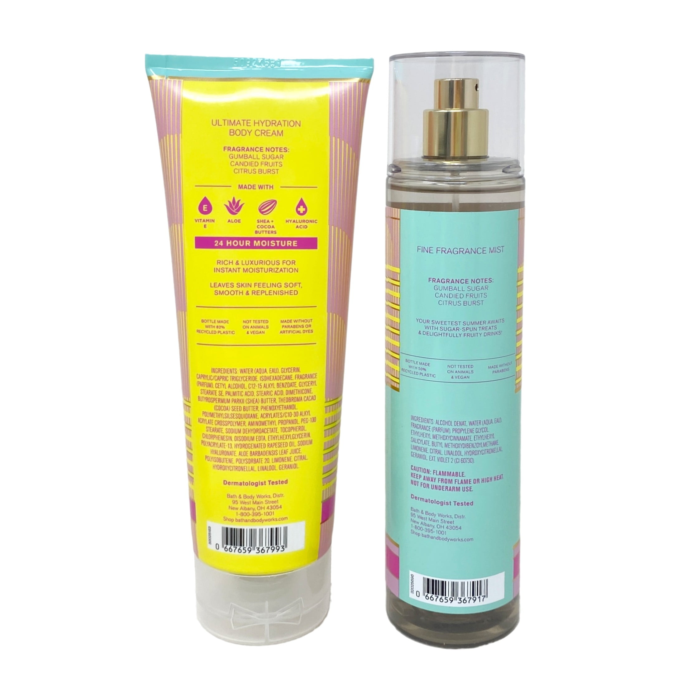Bath & Body Works Bubble Gum Pop Body Cream and Fragrance Mist Duo Set with a Clay Baby Bar Soap - Full Size
