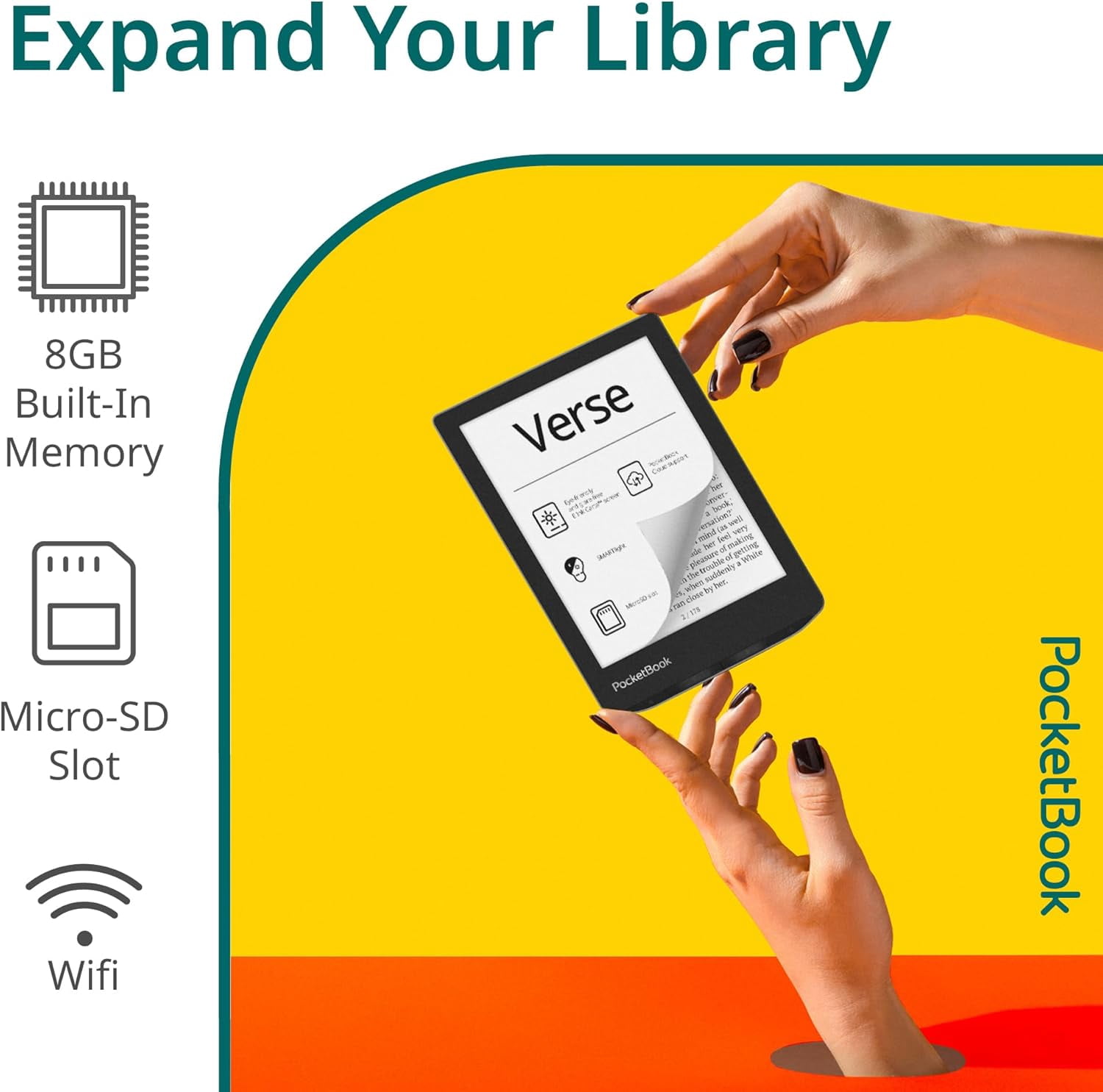 電子書籍リーダー本体 PocketBook Verse E-Reader PocketBook Verse eReader, 6-Inch HD E Ink Carta Touchscreen