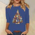 thumbnail image 1 of Meichang T-Shirts de Noël pour Femmes, Col Rond, Manches 3/4, Coupe Ample, Pull de Noël Classique, Joyeux Noël, Graphique, 1 of 4