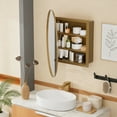 thumbnail image 3 of Round Bathroom Mirror Medicine Cabinet with Storage - Matte Gold 59cm Iron Frame, Adjustable Shelves, Easy No-Tool Installation for Modern Bathroom Vanity, 3 of 8