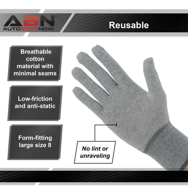 ABN Vinyl Wrap Gloves Car in Large - Anti Static Gloves Film Installation 2 Pair, Men's, Gray