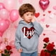 thumbnail image 5 of Sudadera con capucha y estampado de corazón de San Valentín, sudadera de manga larga para niños y niñas, chaqueta para niñas de talla mediana y grande., 5 of 7