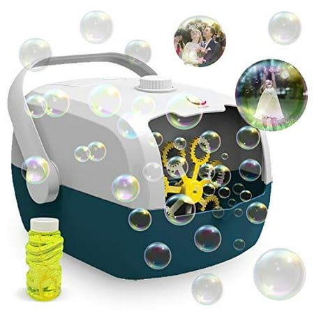 Cuddlens Bubble Machine  Automatic Bubble Blower Machine  Portable Bubble Maker for Outdoor and Indoor Use  Powered by Plug-in or Batteries with Two Speed Modes (White)
