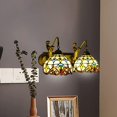 thumbnail image 2 of Yellow Stained Glass Bowl LED Wall Sconce Lighting with Mermaid Statue, 2-Light Wall Light Bronze Finish Wall Fixtures E27 for Bedroom Hallway Stairway Balcony Cloakroom, Max 40W Per Bulb, 2 of 9