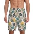 thumbnail image 3 of Lsque Vintage Leaves Mens Sleep Pajama Shorts,Short Pajama Pants, Cotton Ultra-Soft Knit-Large, 3 of 9