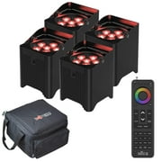 Chauvet DJ Freedom Par T6 Battery-Operated Tri-Color (RGB) LED Uplights Four Pack with Handheld Remote