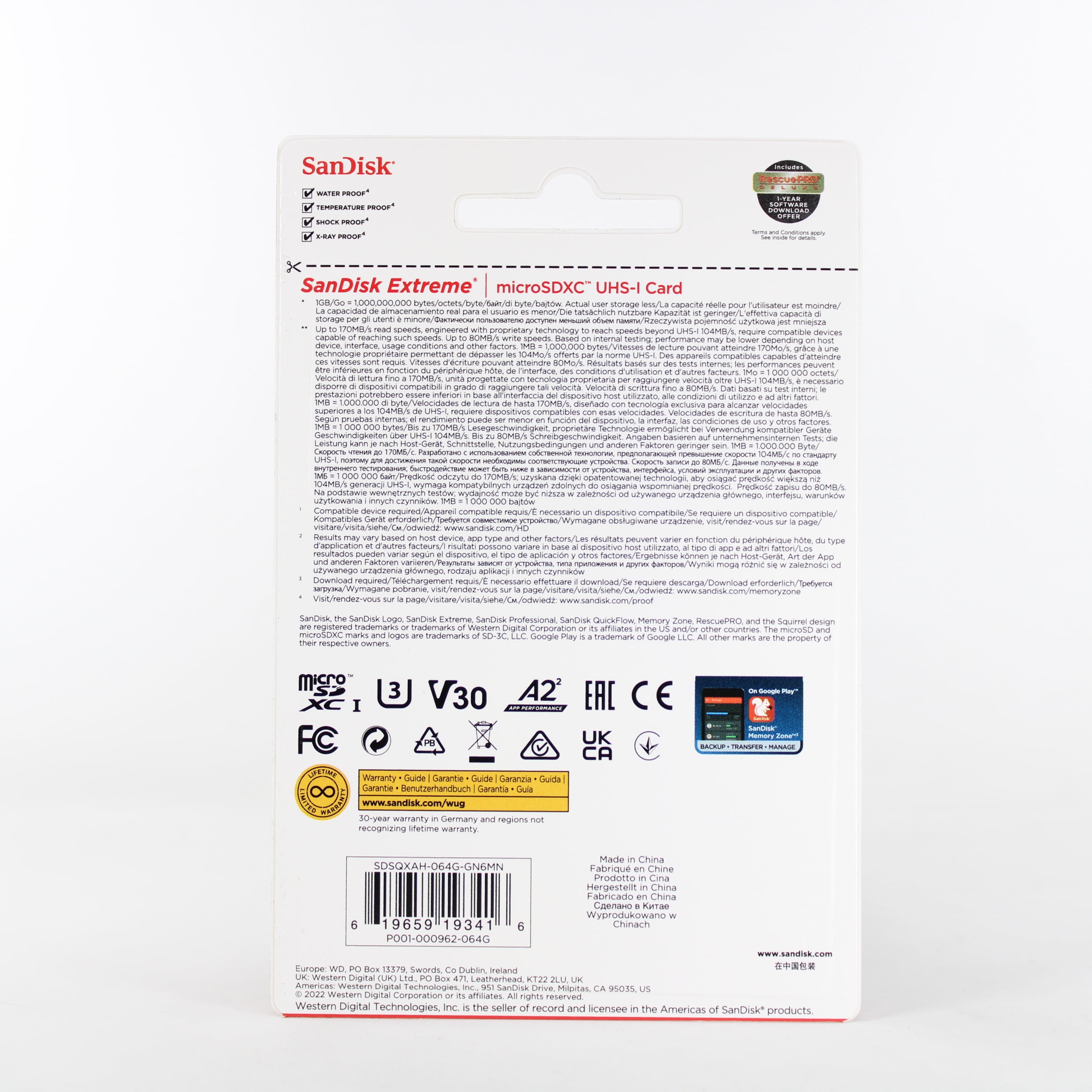 SanDisk 64GB Extreme microSDXC UHS-I Card (Up to 160 MBPs) - SDSQXA2-064G-GN6MA