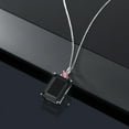thumbnail image 4 of Gem Stone King 925 Sterling Silver Black Onyx and Pink Lab Grown Diamond Pendant Necklace for Women (15.33 Cttw, Emerald Cut 18X13MM, With 18 inch Silver Chain), 4 of 4