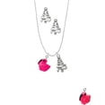 thumbnail image 2 of Delight Jewelry Resin Hot Pink Flamingo Silver tone Zig Zag Christmas Tree Charm Necklace and Stud Earrings, 2 of 4