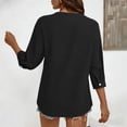 thumbnail image 6 of Endives Women's Linen Shirt 3/4 Sleeve Shirt Fashion Casual Solid Color Shirts Button Down Shirts For Women Spring Summer Black, 6 of 6