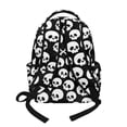 thumbnail image 2 of SCRAWLGOD Skull Bone Print White Black Large Backpack for Girls Boys 17 Inch College Bookbag with Adjustable Padded Straps Multi-Pocket Large Casual Daypack, 2 of 7
