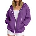 thumbnail image 5 of IUYRTFE Women's Full Zip Hoodie Jacket with Drawstring and Pockets Long Sleeve Casual Sporty Outerwear, 5 of 6