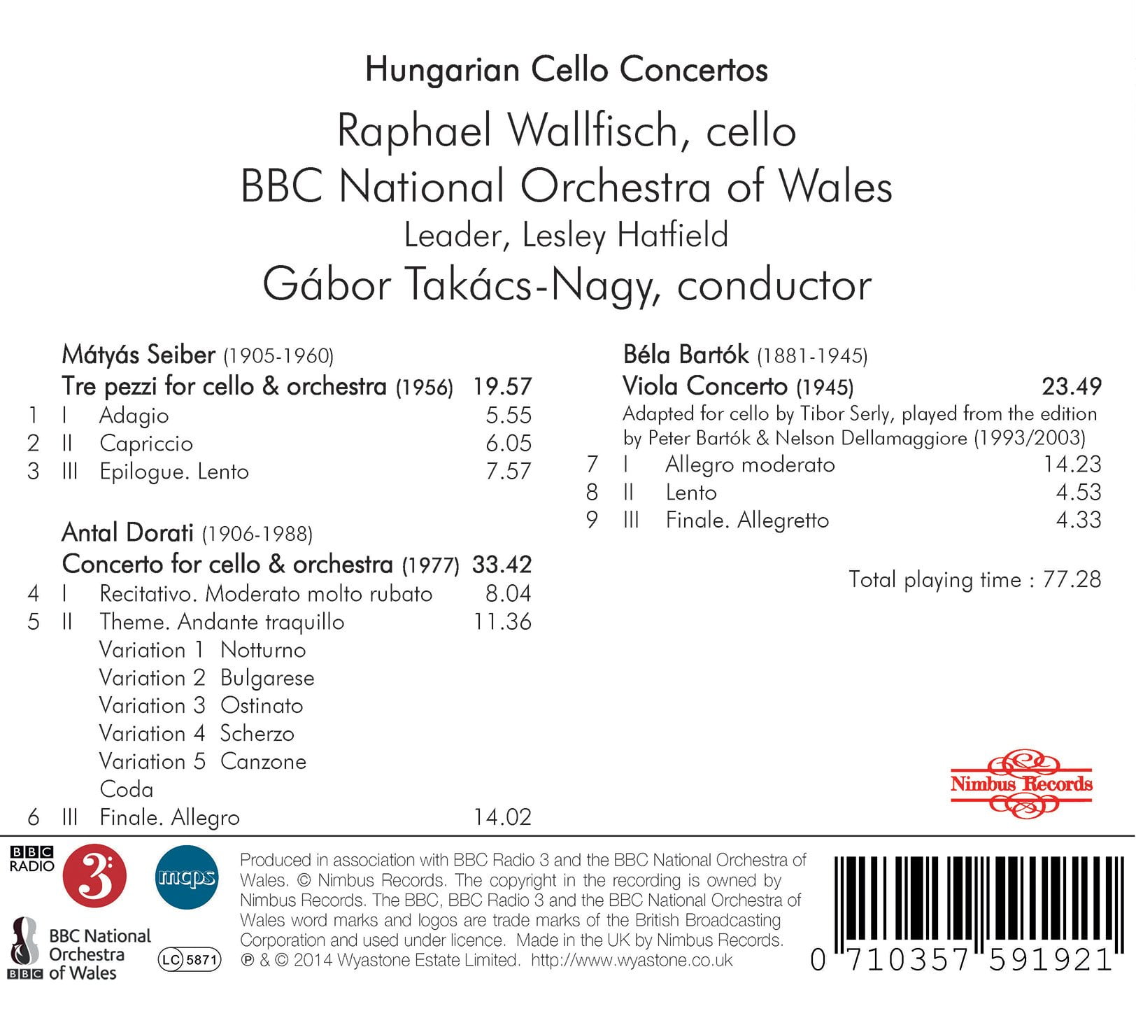 Seiber / Wallfisch,Raphael - Hungarian Cello Concertos - Music & Performance - CD