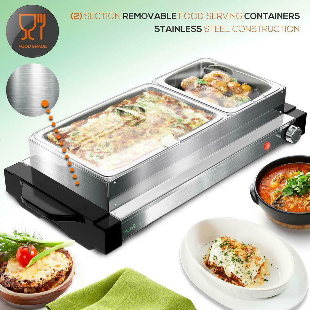 5 Pan Food Warmer Buffet Server Hot Plate Small+Large Tray Thermostatic 600W