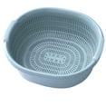 thumbnail image 1 of Kitchen Utensil Set Kitchen Double Layer Drain Basket Household Kitchen Wash Basin Wash Rice Plastic Sieve Wash Vegetable Basket Wash Fruit Filter Water Basket, Blue, 1 of 4