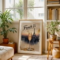 thumbnail image 3 of Retro French 75 Drink Art: Timeless French Sophistication - Paris Île-de-France France Illustration Cocktail Cityscape Travel Poster Vintage Typography Oak Framed Wall Art Print 20 x 30 inches, 3 of 49