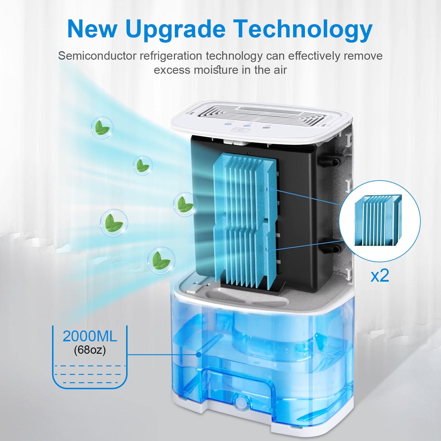 4-Pint Dehumidifier with Drain Hose for Room Home,HopePow Ultra Quiet 3,500 Sq. ft Coverage Area Energy Saving Efficiency Dehumidifier for Home,Bedroom,Small Room,Bathroom,Blue
