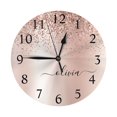 thumbnail image 1 of Reloj de pared de metal con purpurina dorada rosa, silencioso, de 10 pulgadas, estilo rústico retro, decorativo para sala de estar, cocina, hogar, baño y dormitorio, 1 of 7