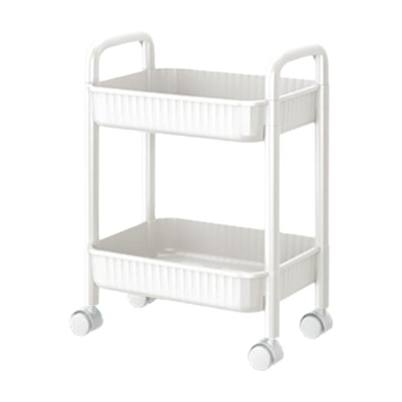 VWRXBZ Kitchen Shelf, 19.48x14.56x10.62 Inch Two Tier Rolling Cart with Wheels a Practical Cart with Handles and Locking Swivel Casters Suitable for Storage in The Kitchen Office and Bedroom