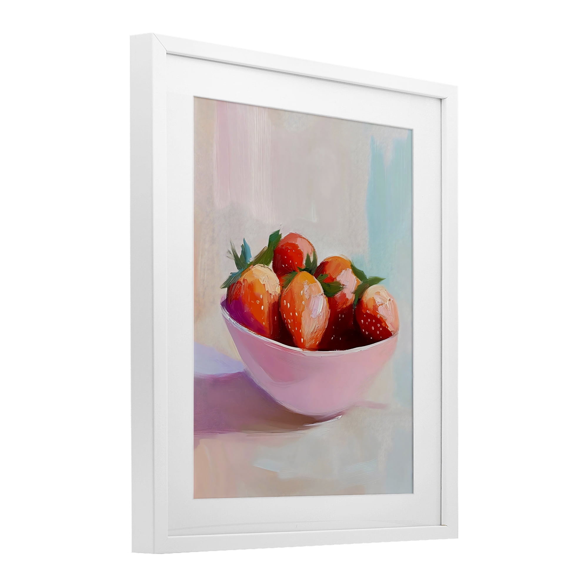Stupell Industries Pastel Bowl of Strawberries White Framed Print Under Glass, design by The Prints Vibe
