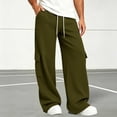 thumbnail image 6 of HomeDM Men's Sweatpants with Pockets Open Bottom Jogger Army Green Athletic Lounge Pants Size L, 6 of 8