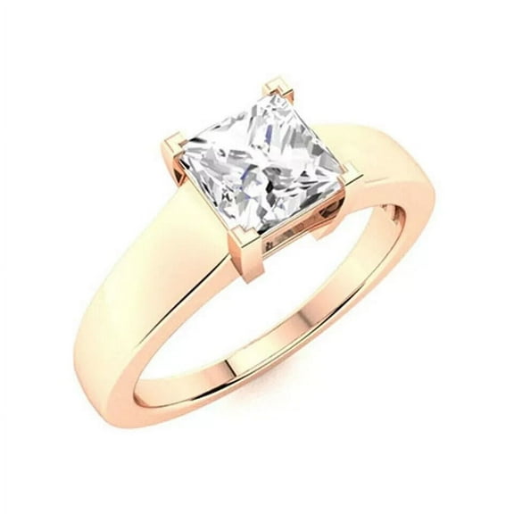 Solitaire Men's Engagement Ring 1 Carat Princess Lab Grown Diamond 14K Rose Gold